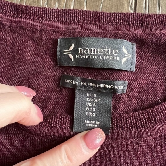 Nanette Lepore burgundy merino wool sweater - Picture 3 of 12